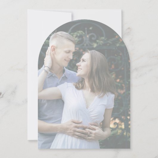 Romantische kalligrafie vervaagde foto boog bruilo kaart (Achterkant)