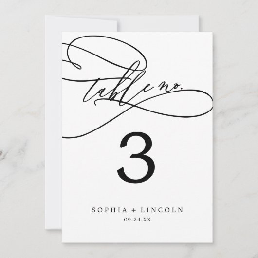 Romantische kalligrafie | Vlaams 5x7"-tabelnummer Kaart (Voorkant)