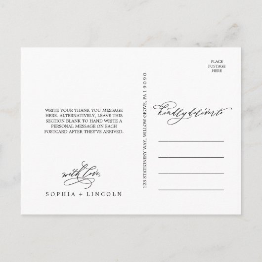 Romantische kalligrafie | Vlaams Dank u Briefkaart (Achterkant)