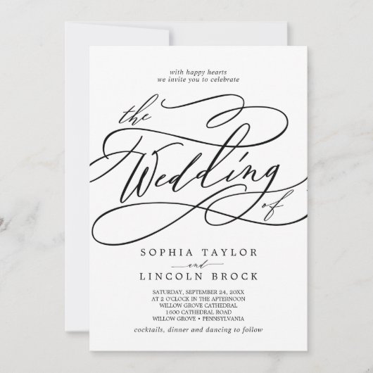 Romantische kalligrafie | Vlaams huwelijk van Kaart (Voorkant)