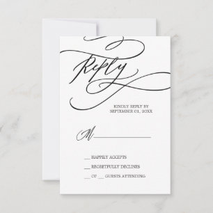 Romantische kalligrafie Vloure eenvoudige RSVP-k RSVP Kaartje