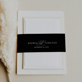 Romantische kalligrafie | Vlourish Black Wedding Uitnodigingen Wikkel