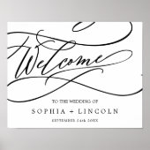 Romantische kalligrafie | Vlourish Welcome Wedding Poster (Voorkant)