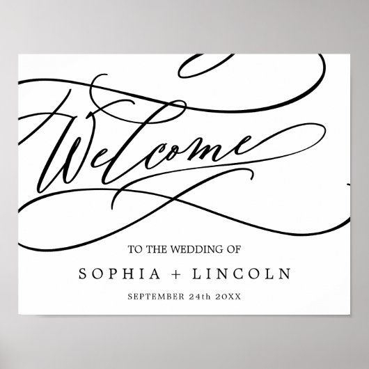 Romantische kalligrafie | Vlourish Welcome Wedding Poster (Voorkant)