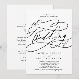 Romantische kalligrafie | Vouw alles op één bruilo Kaart