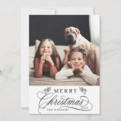 Romantische kalligrafie Vrolijk Kerstfeest Foto Fl Feestdagenkaart (Voorkant)