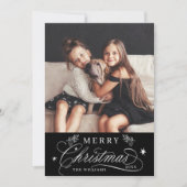 Romantische kalligrafie Vrolijk Kerstfeest Foto Fl Feestdagenkaart (Voorkant)