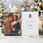 Romantische kalligrafie Vrolijk Kerstfeest Foto Fl Feestdagenkaart