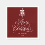 Romantische kalligrafie Vrolijk Kerstfeest Rood Va Servet (Voorkant)