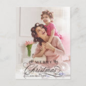 Romantische kalligrafie Vrolijke kerstfoto Briefkaart (Voorkant)