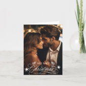 Romantische kalligrafie Vrolijke kerstfoto gevouwe Feestdagen Kaart (Voorkant)