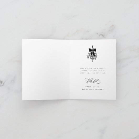 Romantische kalligrafie Vrolijke kerstfoto gevouwe Feestdagen Kaart (Binnen)