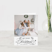 Romantische kalligrafie Vrolijke kerstfoto gevouwe Feestdagen Kaart (Voorkant)