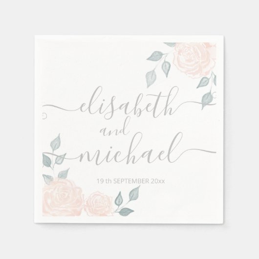 Romantische kalligrafie waterverf boho rozen servet (Voorkant)