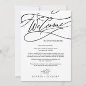 Romantische kalligrafie Welkomstbrief & reisroute (Voorkant)