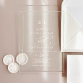 Romantische kalligrafie White Boho Monogram Huweli Acryl Uitnodigingen