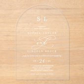 Romantische kalligrafie White Classic Modern Weddi Acryl Uitnodigingen (Voorkant)