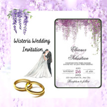 Romantische kalligrafie Wisteria Paarse Bruiloft