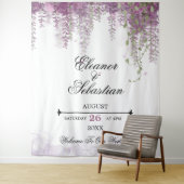 Romantische kalligrafie Wisteria Paarse Bruiloft Wandkleed (In situ)