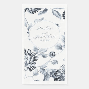 Romantische kalligrafie Zilver en White Floral Wed Servet