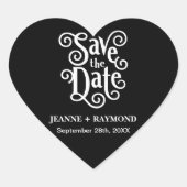 Romantische Kalligrafie Zwart Bruiloft Save the Da Hart Sticker (Voorkant)