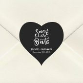 Romantische Kalligrafie Zwart Bruiloft Save the Da Hart Sticker