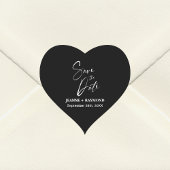 Romantische Kalligrafie Zwart Bruiloft Save the Da Hart Sticker