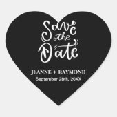 Romantische Kalligrafie Zwart Bruiloft Save the Da Hart Sticker (Voorkant)