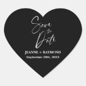 Romantische Kalligrafie Zwart Bruiloft Save the Da Hart Sticker (Voorkant)