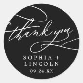 Romantische kalligrafie zwart dank u voor Sticker (Voorkant)