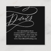 Romantische kalligrafie zwart QR-code bruiloft det Informatiekaartje (Voorkant)