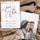 Romantische kalligrafie zwart-wit bruiloft save the date