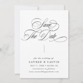 Romantische kalligrafie zwart-wit foto save the date (Achterkant)