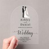 Romantische kalligrafie Zwart-wit klassieke bruilo Acryl Uitnodigingen (Insitu (Draagbaar))