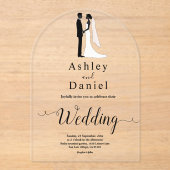 Romantische kalligrafie Zwart-wit klassieke bruilo Acryl Uitnodigingen (Voorkant)