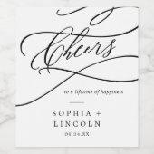 Romantische kalligrafiekaas Wedding Wine Labels Wijn Etiket (Enkel label)