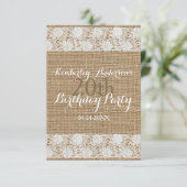 Romantische kant en burlap 20e verjaardagsfeest kaart (Staand voorkant)
