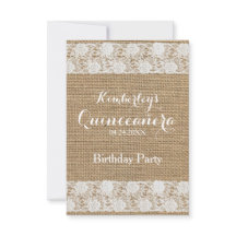 Romantische kant en burlap Quinceañera Uitnodiging