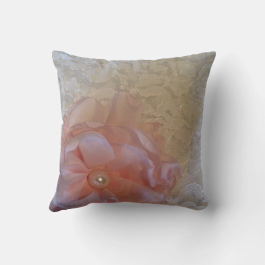 Romantische kant en roze Rose Kussen (Achterkant)