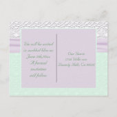 Romantische kant Lavendel Bloem Mint Groen Opslaan Aankondigingskaart (Achterkant)