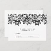 Romantische Kant Zwart en Wit Bruiloft RSVP (Voorkant / Achterkant)