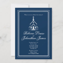 Romantische kapel marineblauw witte kerk bruiloft