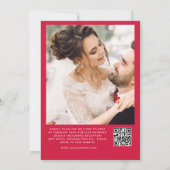 Romantische karmozijnrode QR Code Foto Bruiloft Kaart (Achterkant)