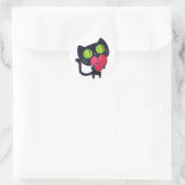 Romantische kat knuffelend rood kuthart ronde sticker (Tas)