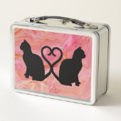 Romantische kat silhouet hart met roze marmer (Achterkant)