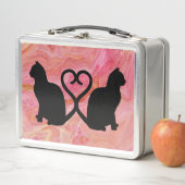 Romantische kat silhouet hart met roze marmer (In situ)