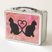 Romantische kat silhouet hart met roze marmer (Voorkant)