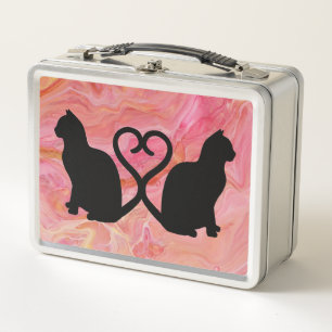 Romantische kat silhouet hart met roze marmer
