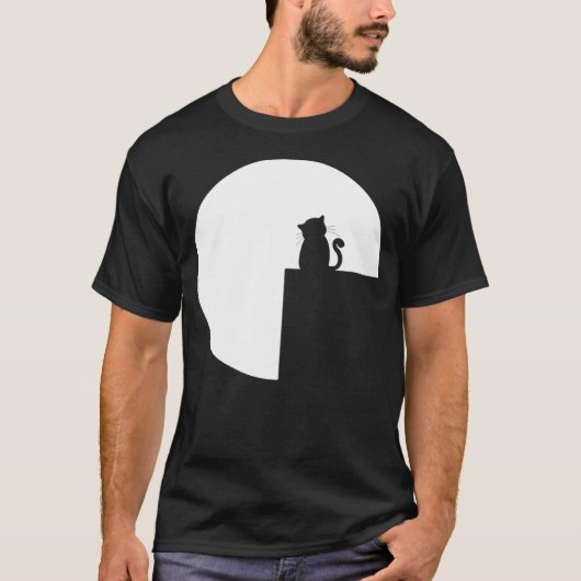 Romantische Kat Volle Maan T-shirt (Voorkant)