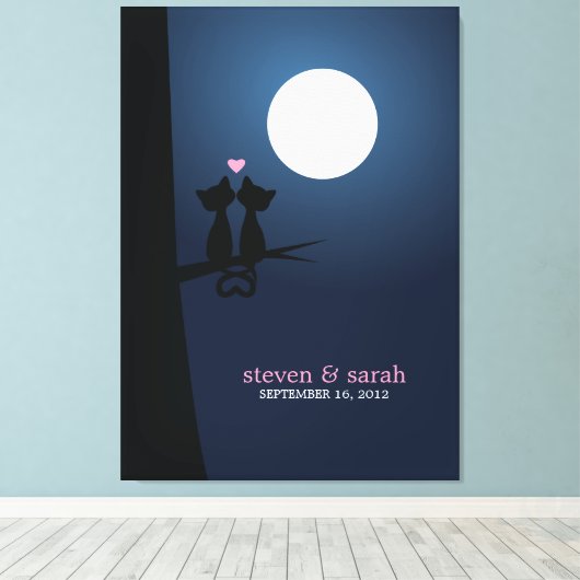 Romantische katten canvas afdruk (Insitu (Houten vloer))